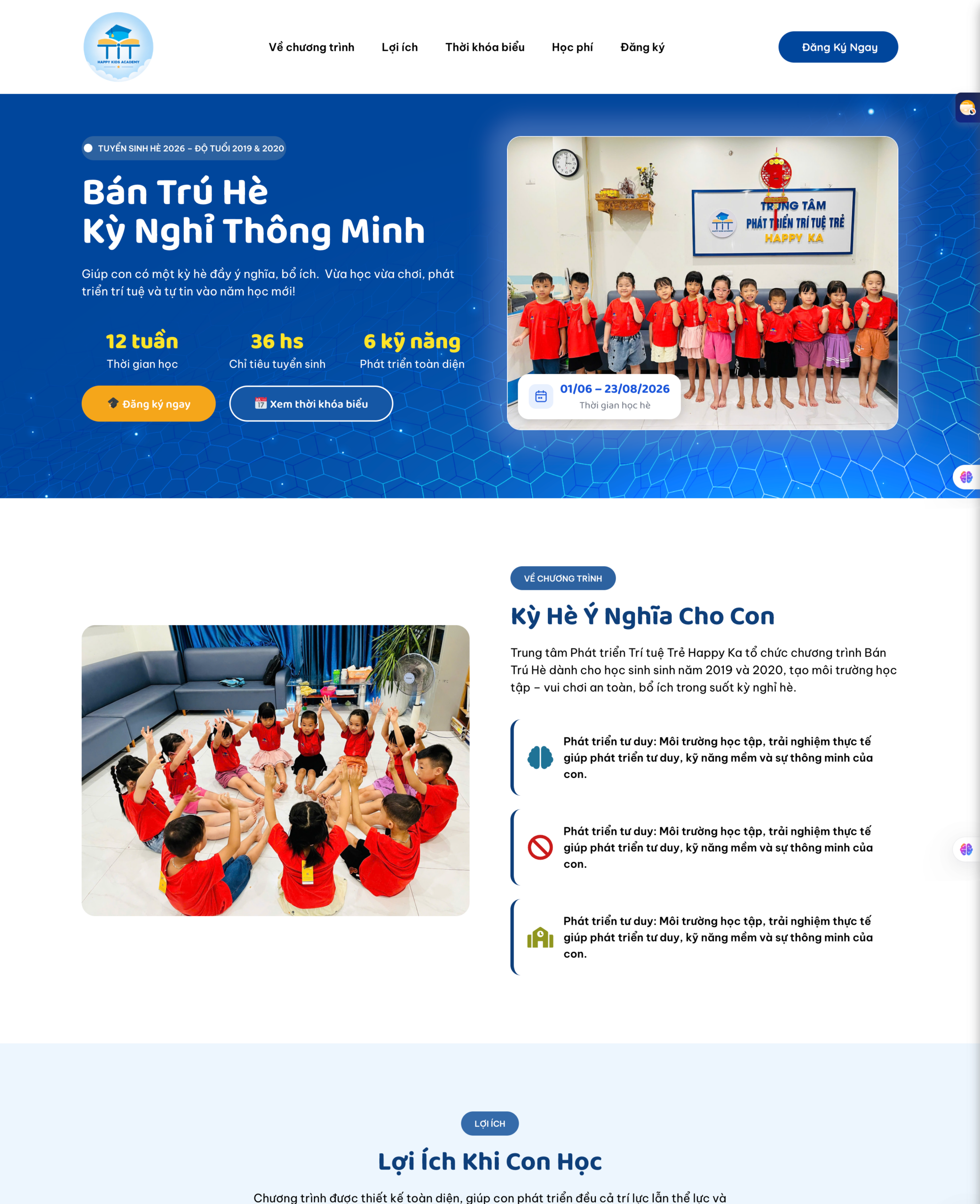 Landing page trung tâm- trường mầm non