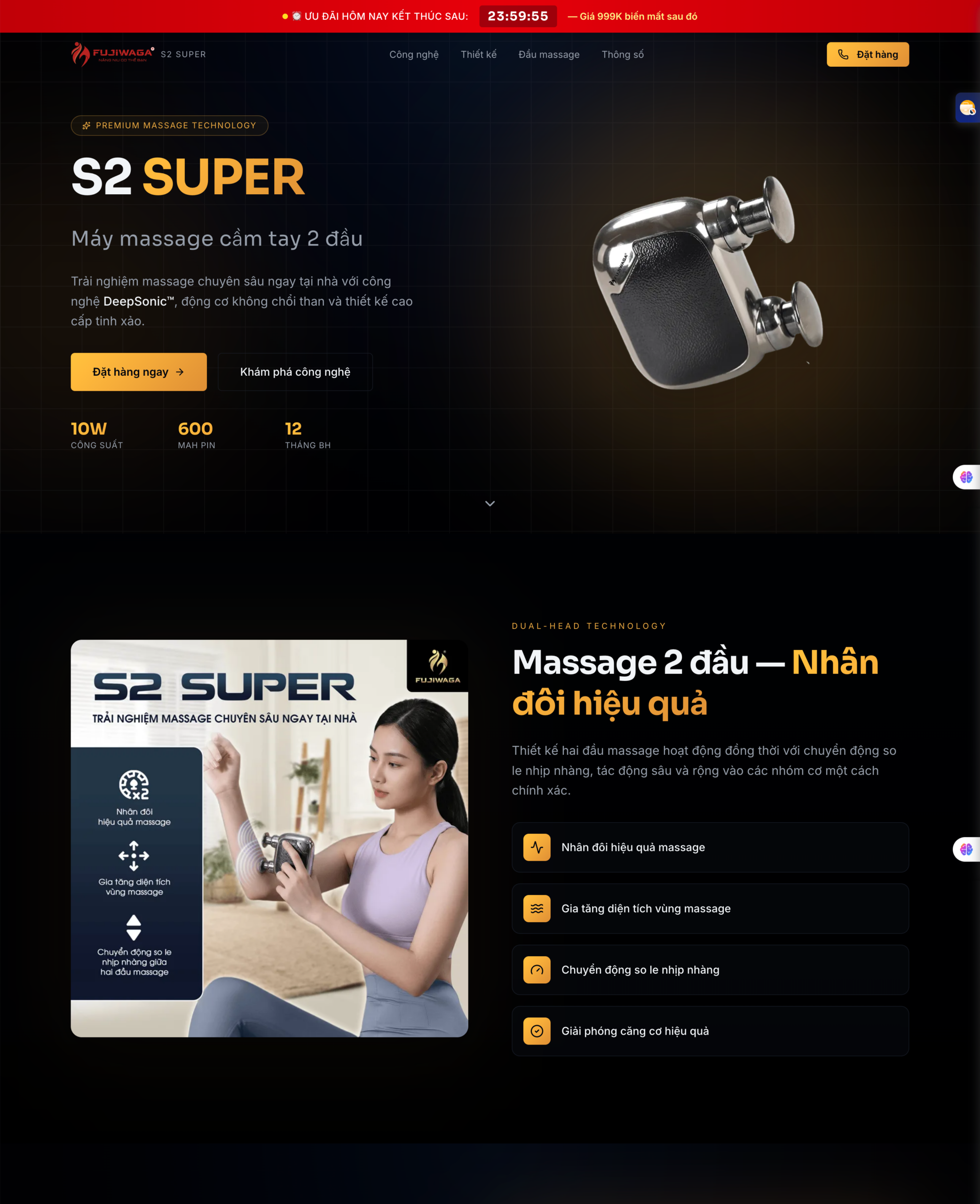 Landing Page bán ghế massage